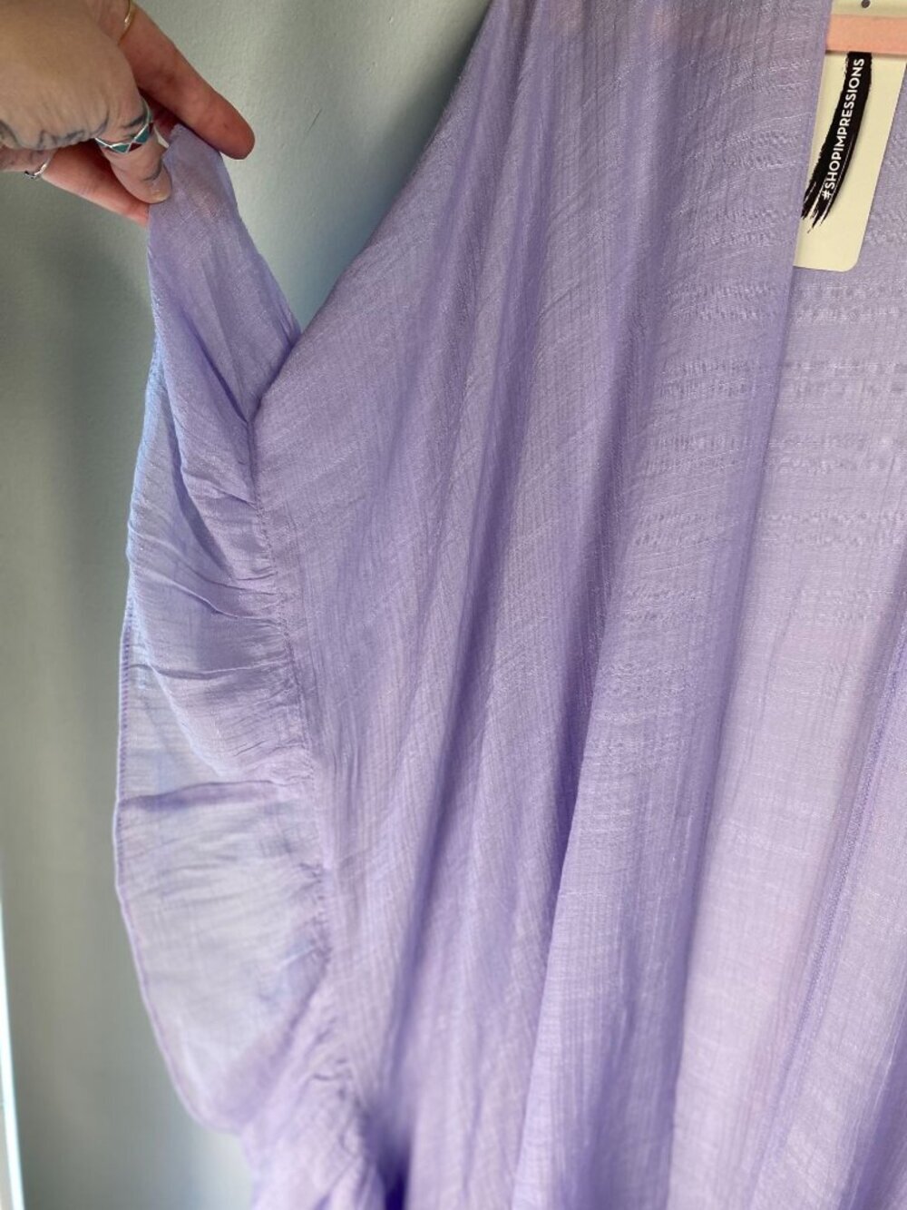 Light Purple Ruffled Open-Front Kimono Cardigan Womens OVERSIZED Medium - Picture 3 of 8